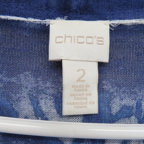 Chicos Jacket Large Blue Green Open Front Boho Lace Trim Lightweight Kimono - Picture 5 of 10